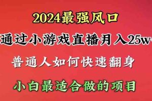 （10020期）2024年最强风口，通过小游戏直播月入25w+单日收益5000+小白最适合做的项目