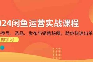 2024闲鱼运营实战课程:揭秘养号、选品、发布与销售秘籍,助你快速出单