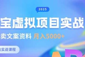 淘宝虚拟项目垂直玩法，新手卖文案资料，月入5k+