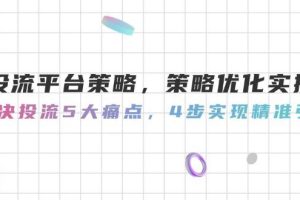 投流平台策略，策略优化实操，解决投流5大痛点，4步实现精准引流