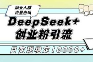 DeepSeek+创业粉精准引流，全新分享课4.0玩法，AI矩阵日引300+，多种变现方式，稳定月入1W