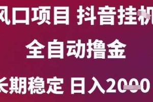 风口项目，六月最新玩法抖音无人挂G，全自动撸金，长期稳定 日入2k+【揭秘】