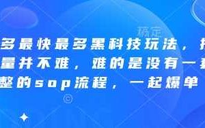 拼多多最快最多黑科技玩法，拼多多起量并不难，难的是没有一套完整的sop流程，一起爆单（更新6月）