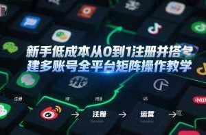新手低成本从0到1注册并搭建多账号全平台矩阵操作教学，手机号-邮箱-IP-工具