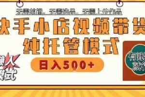 快手小店托管代运营，无需剪辑，无需选品，无需上传作品，全程无需操作，轻松月入5k+【揭秘】