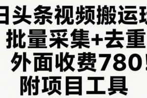 今日头条视频搬运玩法，软件一键去重，轻松日入500+附项目工具
