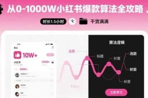 从0-1000W小红书爆款算法全攻略，时长1.5小时，干货满满