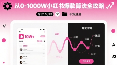 从0-1000W小红书爆款算法全攻略，时长1.5小时，干货满满