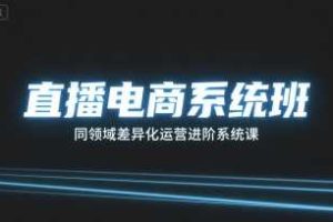 直播电商系统班，同领域差异化运营进阶系统课