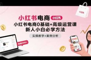 小红书电商0基础+高级运营课，新人小白必学方法，实操教学+案例分析