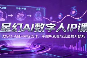 星幻AI数字人IP课，数字人克隆+内容创作，掌握IP变现与流量提升技巧