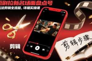 短剧拉新名场面盘点号玩法剪辑全流程，详细实操课