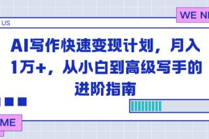 （16782期）AI写作快速变现计划，月入1万+，从小白到高级写手的进阶指南