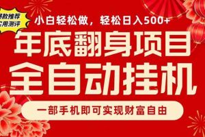 (16889期)副业首选,一部手机,轻松日入500+,年底翻身项目