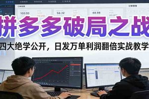 拼多多破局之战:四大绝学公开,日发万单利润翻倍实战教学