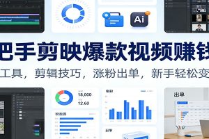 手把手剪映爆款视频赚钱课:AI工具,剪辑技巧,涨粉出单,新手轻松变现