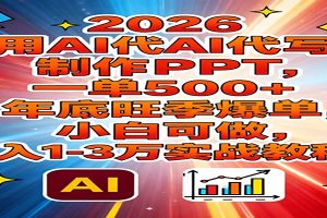 2026用AI代写制作PPT,一单500+,年底旺季爆单,小白可做,月入1-3万实战教程