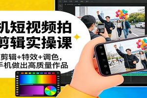 手机短视频拍摄剪辑实操课:运镜+剪辑+特效+调色,一部手机做出高质量作品