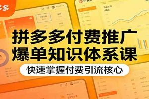 拼多多付费推广爆单知识体系课,快速掌握付费引流核心
