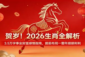 贺岁!2026生肖全解析,3.5万字事业财富感情指南,提前布局一整年顺顺利利