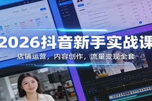 2026抖音新手实战课:店铺运营,内容创作,流量变现全套