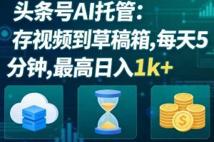 头条号AI托管，我存视频到你草稿箱，每天5分钟，最高日入1k+【揭秘】
