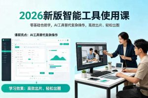 2026新版智能工具使用课，零基础也能学，用AI工具替代复杂操作，高效出片、轻松出圈