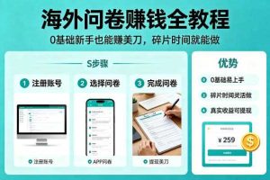 海外问卷賺钱全教程，0基础新手也能賺美刀，碎片时间就能做