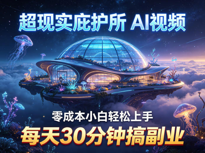 超现实庇护所AI视频项目拆解，零成本小白轻松上手，每天30分钟搞副业