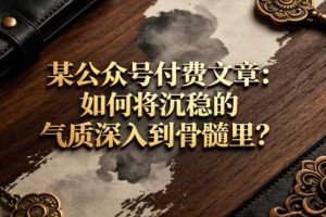 某公众号付费文章：如何将沉稳的气质深入到骨髓里？
