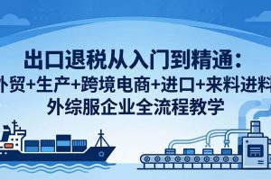 （18065期）出口退税从入门到精通：外贸+生产+跨境电商+进口+来料进料+外综服企业全流程教学