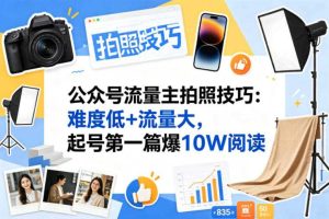 公众号流量主之拍照技巧赛道，难度低+流量大，起号第一篇就爆了10w阅读