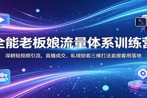 全能老板娘流量体系训练营：深耕短视频引流，直播成交，私域锁客三维打法直接套用落地