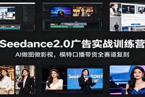 Seedance2.0广告实战训练营：AI做图做影视，模特口播带货全赛道复刻