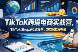 TikToK跨境电商实战营,TikTok Shop从0到爆单,2026出海夺金