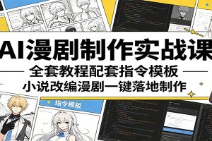 AI漫剧制作实战课:全套教程配套指令模板,小说改编漫剧一键落地制作