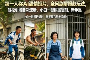 第一人称AI温情短片,全网刷屏爆款玩法,轻松引爆自然流量,小白一键照搬复刻,新手靠它稳步涨粉