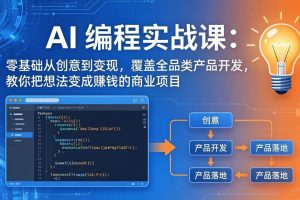 （18670期）AI编程实战课-第三期-5月更新：零基础从创意到变现，覆盖全品类产品开发，把想法变成赚钱项目
