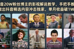 抖音20W粉丝博主的影视解说教学,手把手教你做出抖音精选内容冲击独家,单月收益破1W+