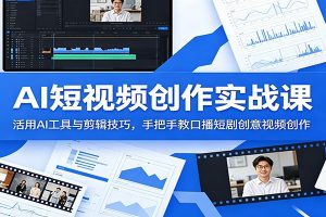 AI短视频创作实战课:活用AI工具与剪辑技巧,手把手教口播短剧创意视频创作