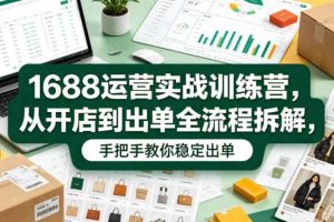 1688运营实战训练营,从开店到出单全流程拆解,手把手教你稳定出单