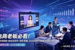 (18845期)电商老板必看!人货场搭建+排品设计+素材创作+团队搭建,2026视频号直播全链路运营