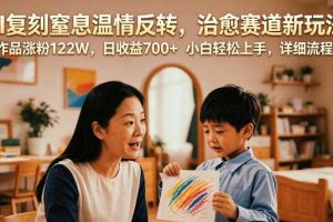 AI复刻窒息温情反转,治愈赛道新玩法,9条作品涨粉122W,日收益700+ 小白轻松上手,详细流程拆解