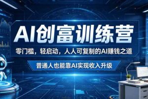 AI创富训练营,零门槛,轻启动,人人可复制的AI賺钱之道,普通人也能靠AI实现收入升级