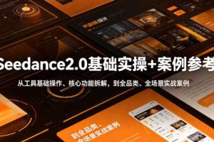 Seedance2.0基础实操+案例参考,从工具基础操作、核心功能拆解,到全品类、全场景实战案例参考全覆盖