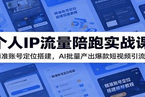 个人IP流量陪跑实战课:精准账号定位搭建,AI批量产出爆款短视频引流