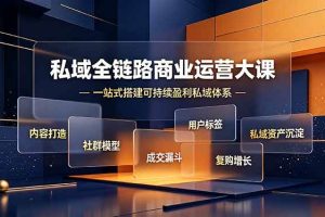 (19166期)私域全链路商业运营大课,内容打造社群模型成交漏斗,一站式搭建可持续盈利私域体系