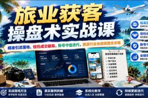 旅业获客操盘术实战课｜精准引流落地、信任成交破局、账号守盘迭代、旅游行业业绩突围全攻略
