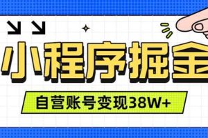 微信小程序掘金,团队自营小程序累计变现38W+,稳定运营三年,一部手机即可操作【揭秘】