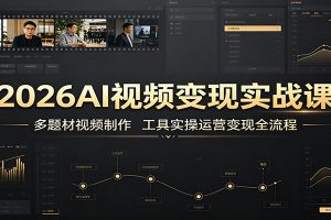 2026AI视频变现实战课:多题材视频制作,工具实操运营变现全流程